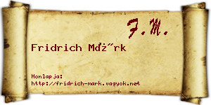 Fridrich Márk névjegykártya